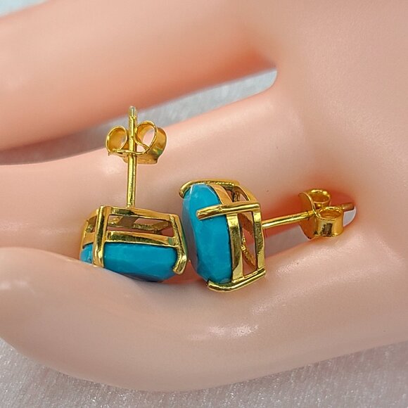 Turqoise Stud Earrings-Blue Trurqoise jewelry-gift - Picture 11 of 11